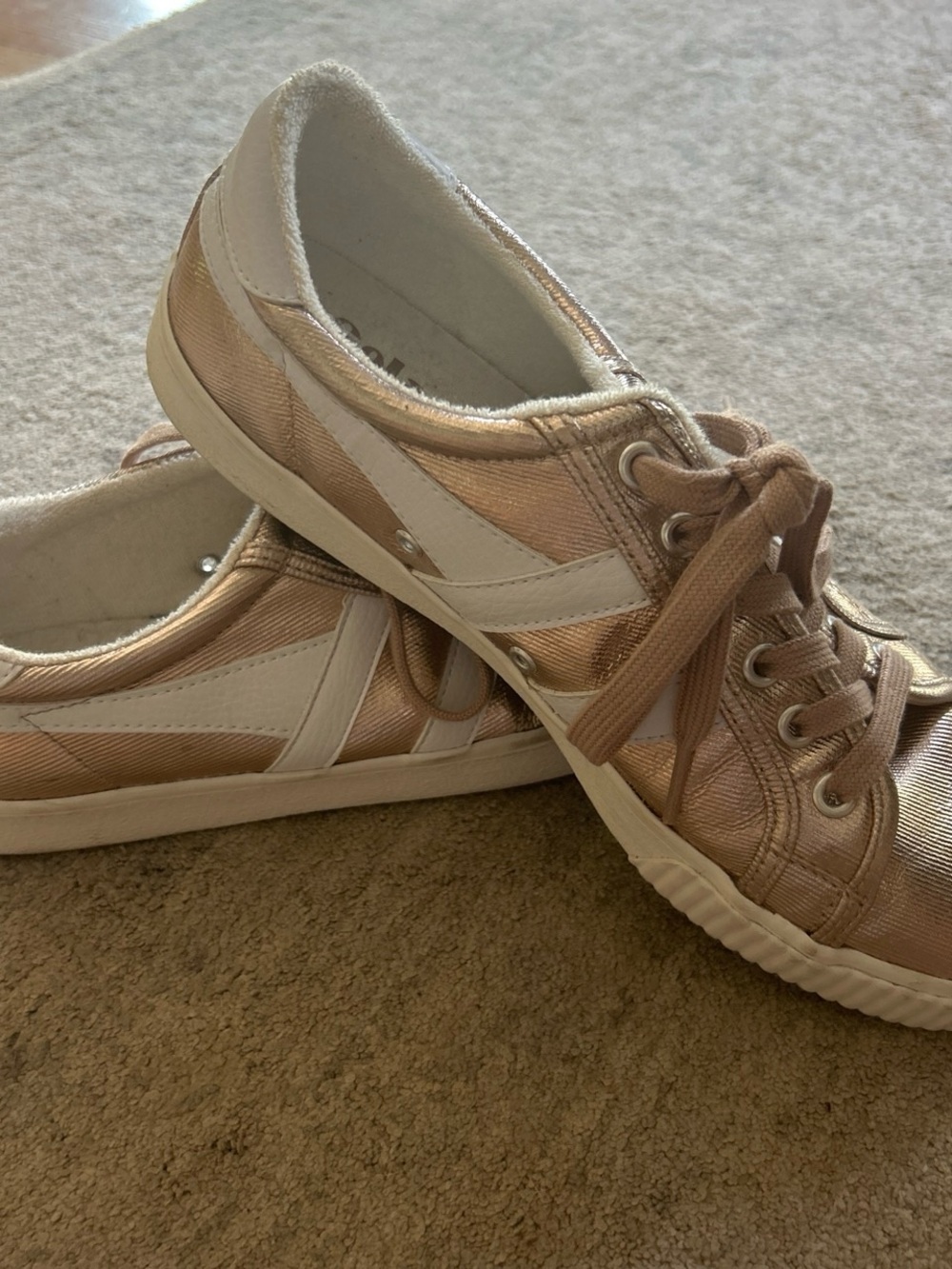Gola for J crew Women's Rose Gold Sneakers with White Stripe
